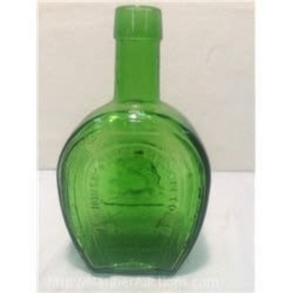 Vintage Horse Shoe Bitters Decanter Bottle Embossed Emerald Green - Picture 6 of 8